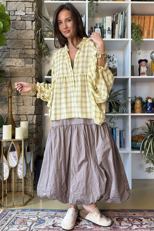 Paloma Bubble Hem Layering Dress Mocha